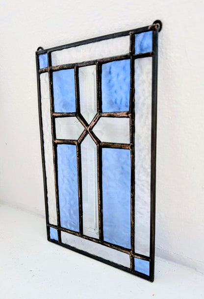 Stained Glass Beveled Cross Panel (6W x 9H)