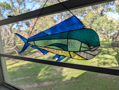 Handcrafted Stained Glass Mahi Mahi (21W x 9H)