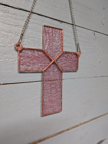 Stained Glass Pink Cross - Small (7W x 8H)