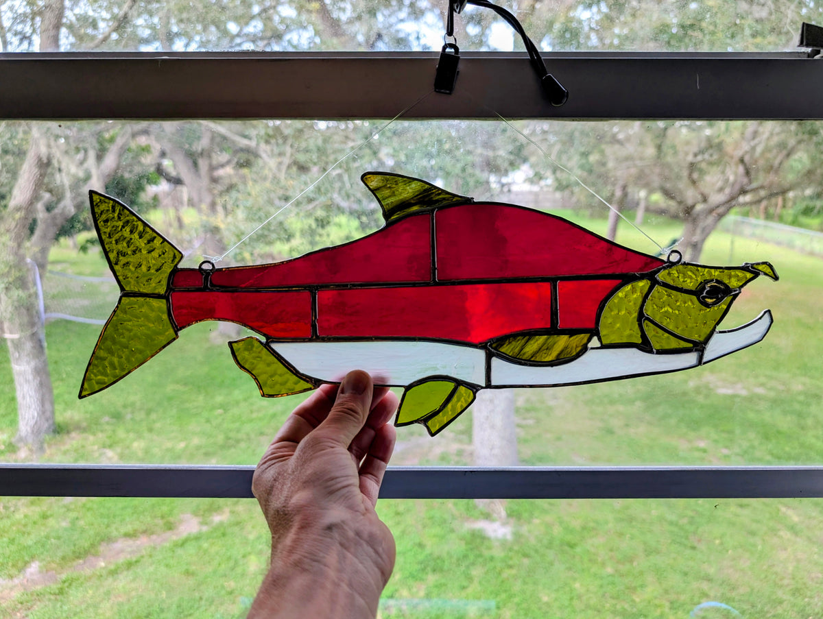 Stained Glass Sockeye Salmon (18W x 7H)