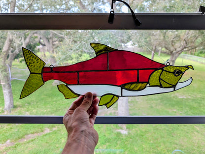 Stained Glass Sockeye Salmon (18W x 7H)