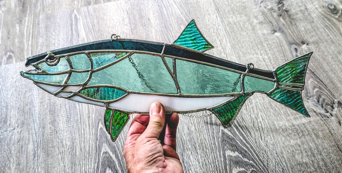 Stained Glass Coho Salmon (18W x 8H)