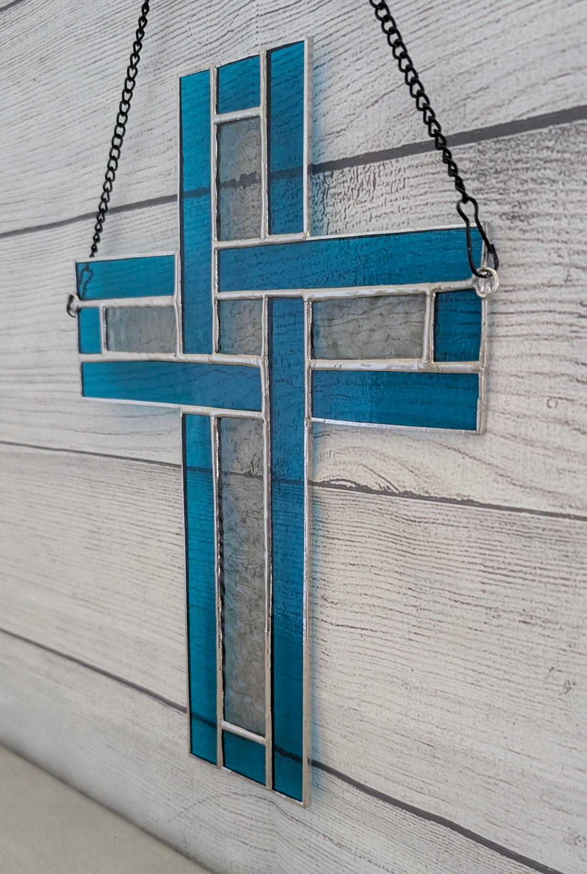 Modern Stained Glass Celtic Cross (9W x 11H)
