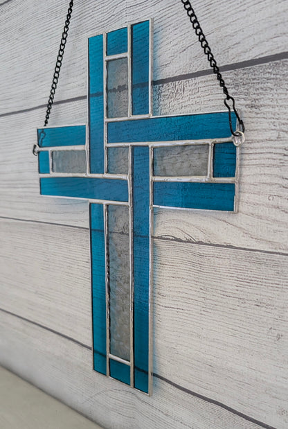 Modern Stained Glass Celtic Cross (9W x 11H)