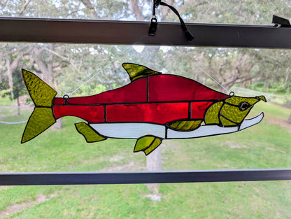 Stained Glass Sockeye Salmon (18W x 7H)