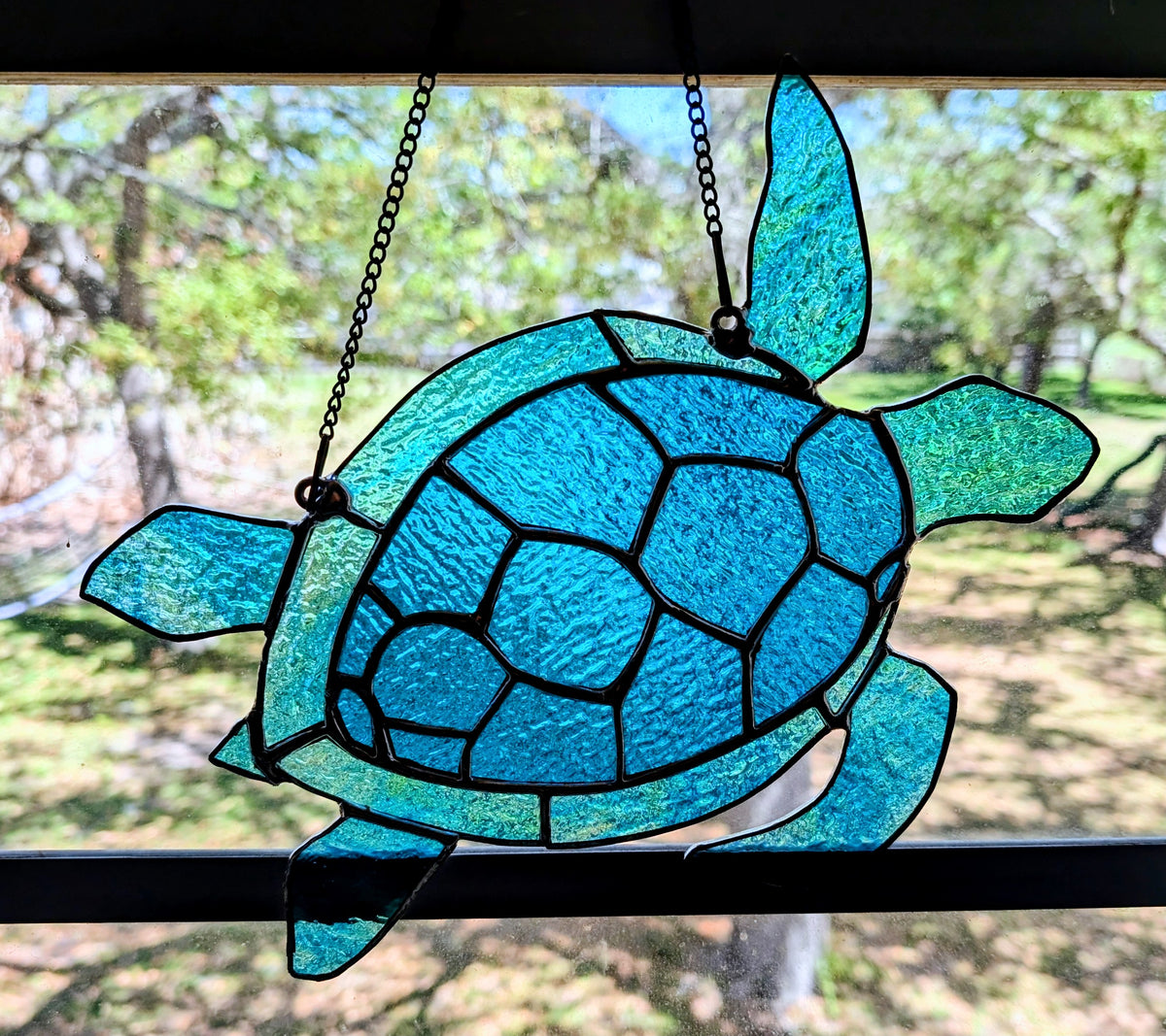 Stained Glass Sea Turtle (12W by 10H)