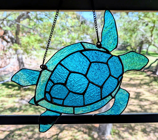 Stained Glass Sea Turtle (12W by 10H)