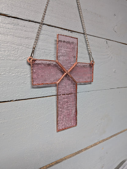 Stained Glass Pink Cross - Small (7W x 8H)