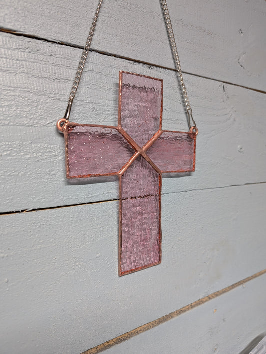 Stained Glass Pink Cross - Small (7W x 8H)
