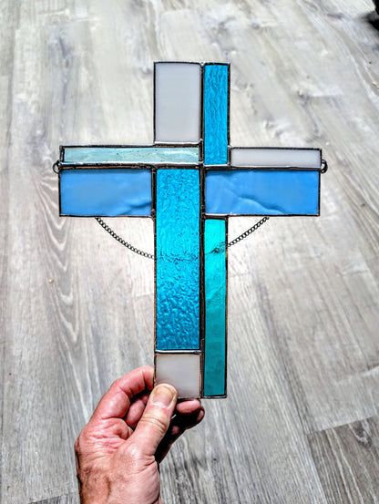 Stained Glass Geometric Cross - Medium (8W x 10H)