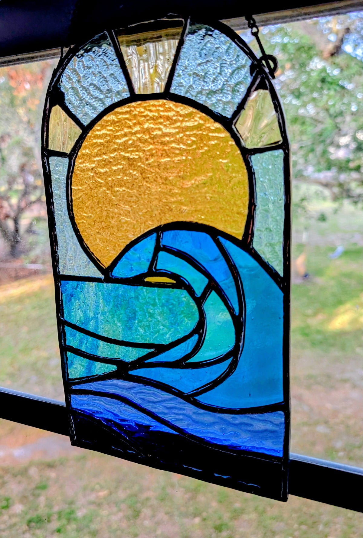 Stained Glass Ocean Panel (6W x 10H)