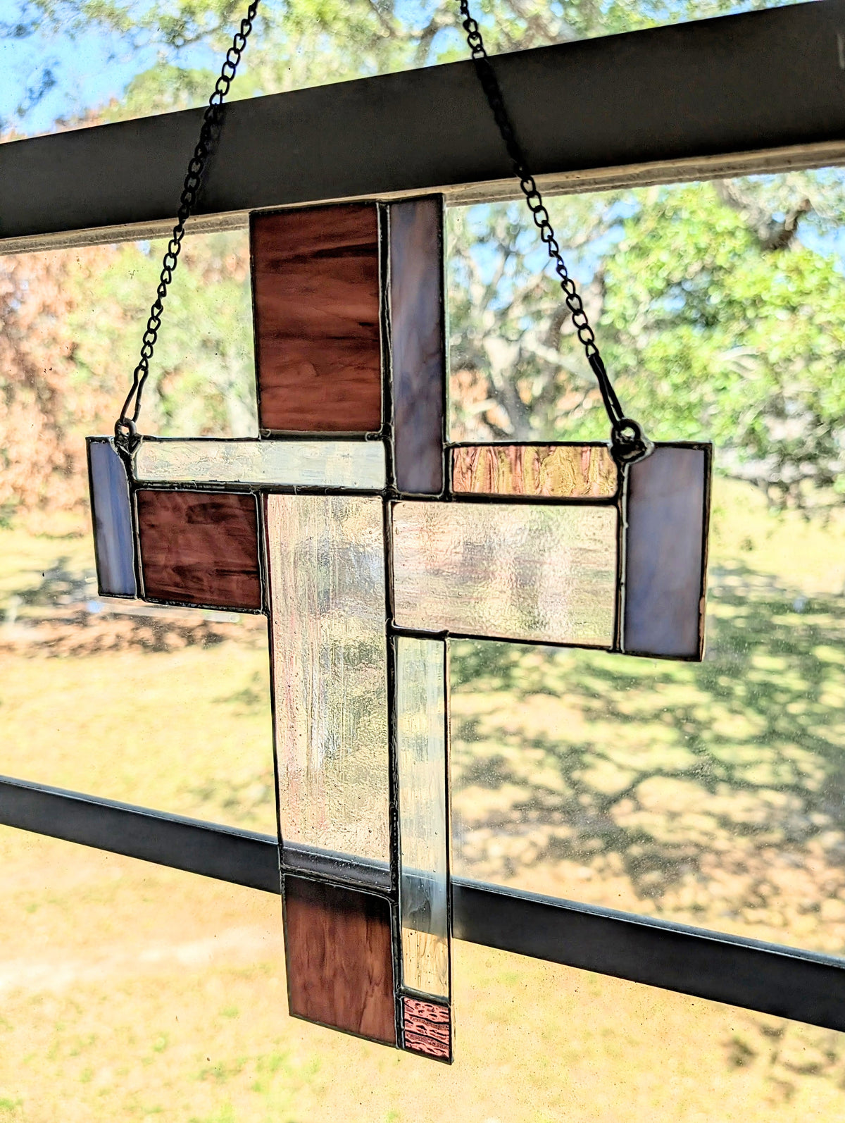 Stained Glass Geometric Cross - Large (10Wx12H)