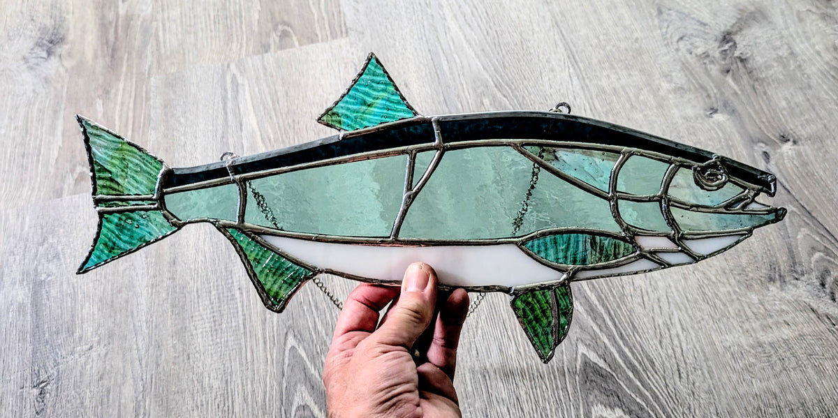 Stained Glass Coho Salmon (18W x 8H)