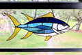 Yellowfin Tuna Stained Glass Suncatcher, Handmade Fishing Wall Art, Ahi Tuna Decor, Fisherman Gift, Coastal Beach House Decor, 17 x 7