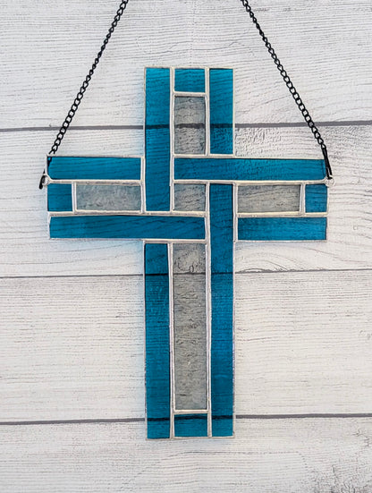 Modern Stained Glass Celtic Cross (9W x 11H)