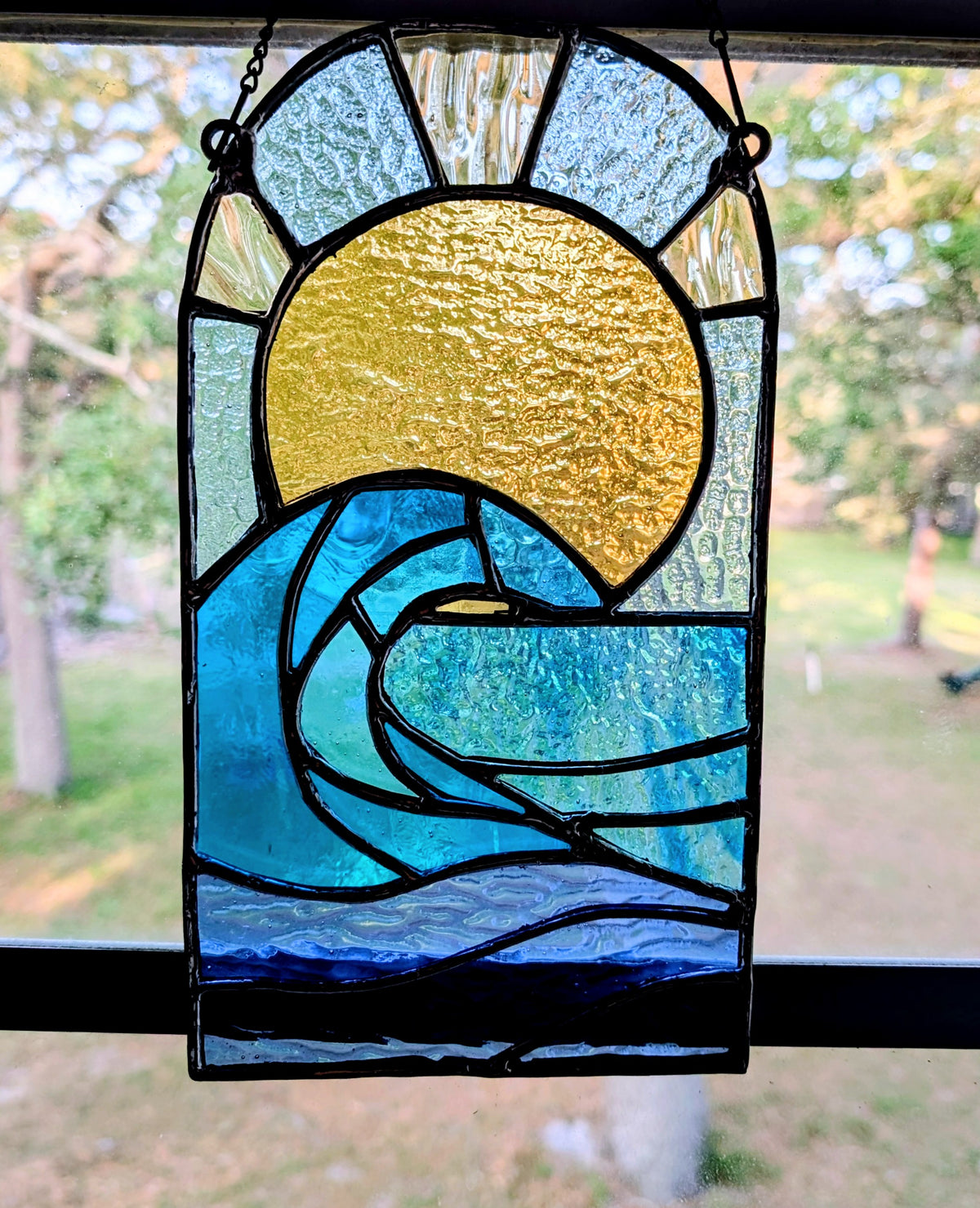 Stained Glass Ocean Panel (6W x 10H)