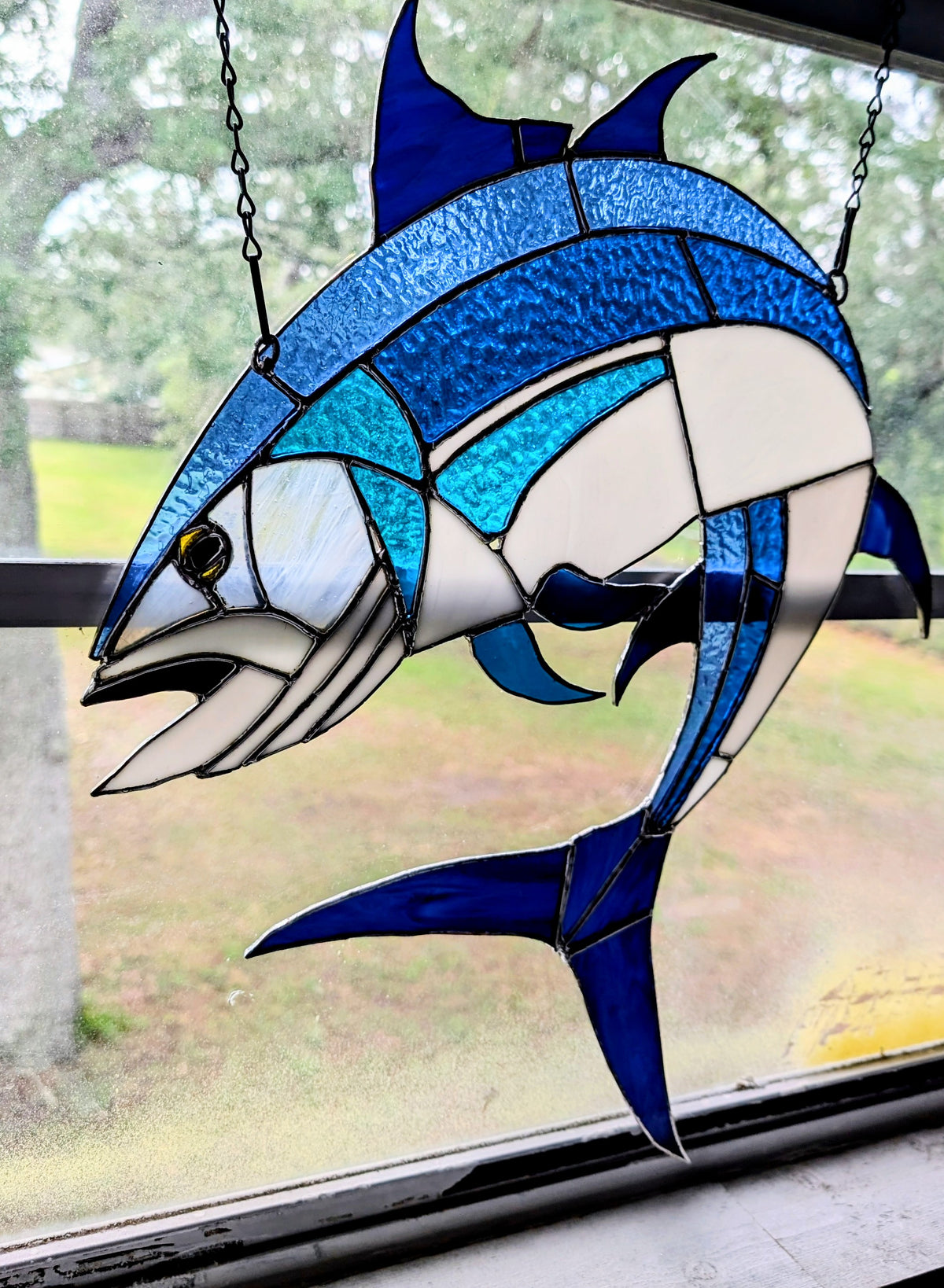 Large Stained Glass Bluefin Tuna  (17W x 21H)