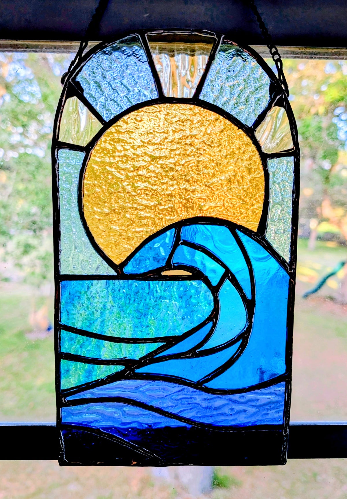 Stained Glass Ocean Panel (6W x 10H)