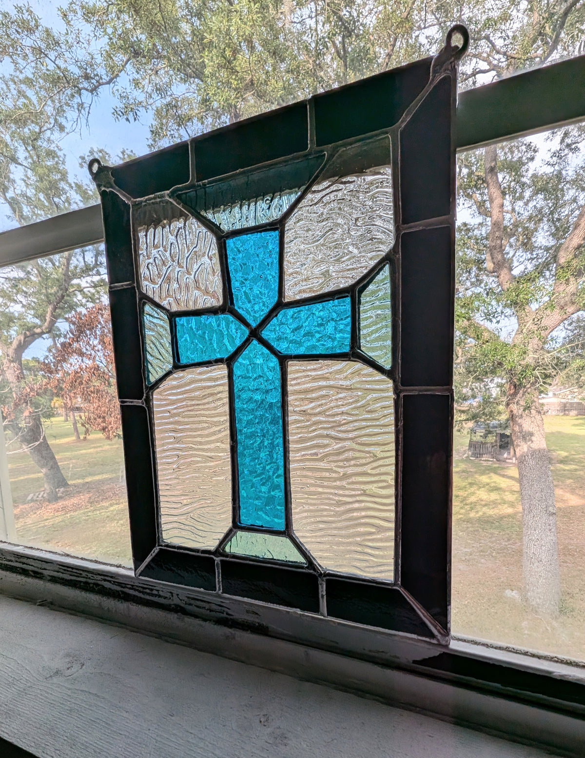 Stained Glass Cross Panel (9W x 11H)
