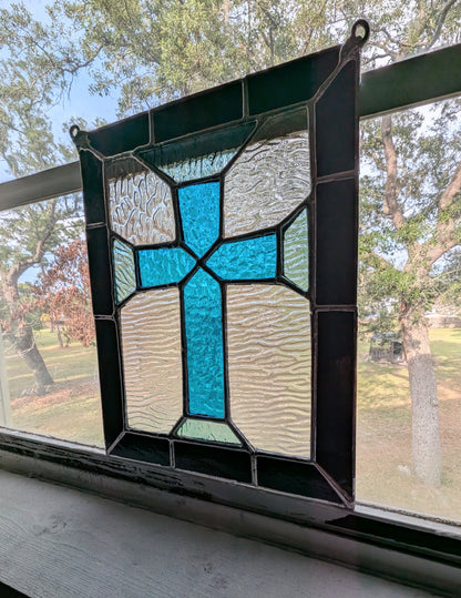 Stained Glass Cross Panel (9W x 11H)