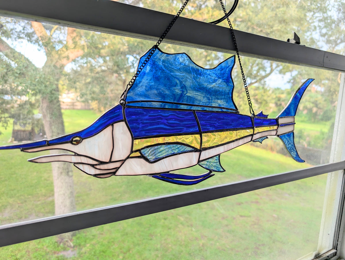 Stained Glass Sailfish (25W x 10H)