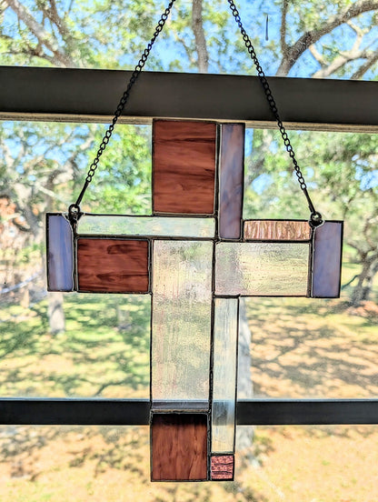 Stained Glass Geometric Cross - Large (10Wx12H)