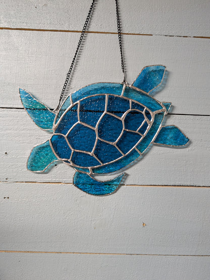 Stained Glass Sea Turtle (12W by 10H)