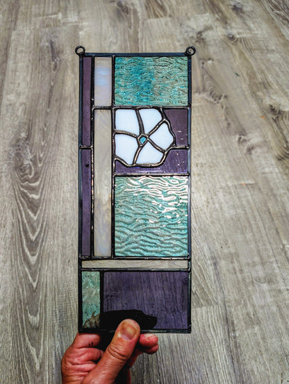 Geometric Stained Glass Flower Panel (4W by 11H)